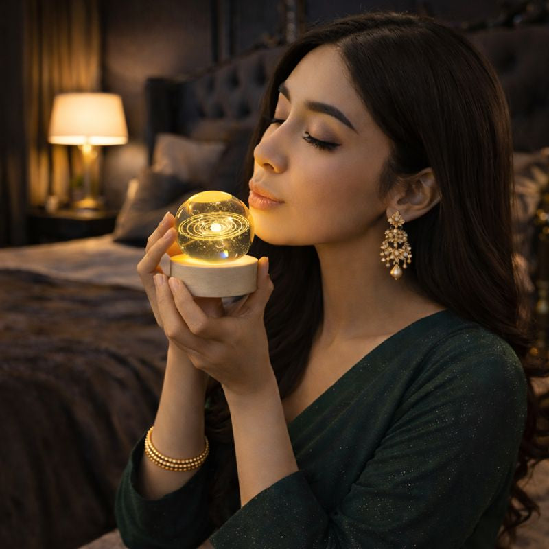 3D Glowing Crystal Ball Lamp – Premium