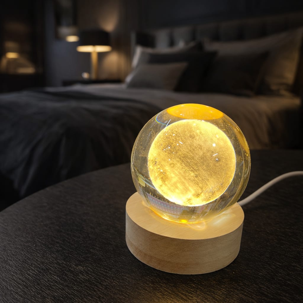 3D Glowing Crystal Ball Lamp – Premium